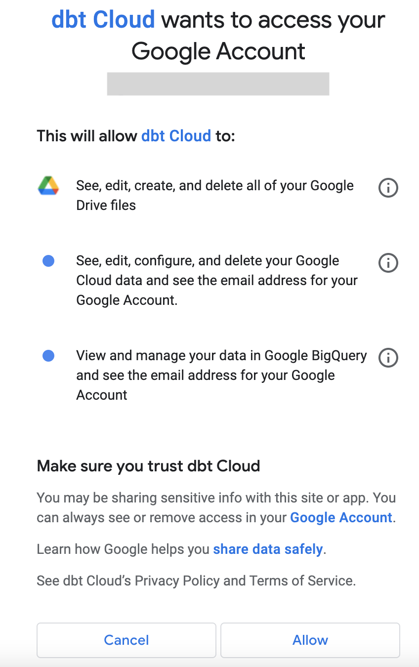 BigQuery access request