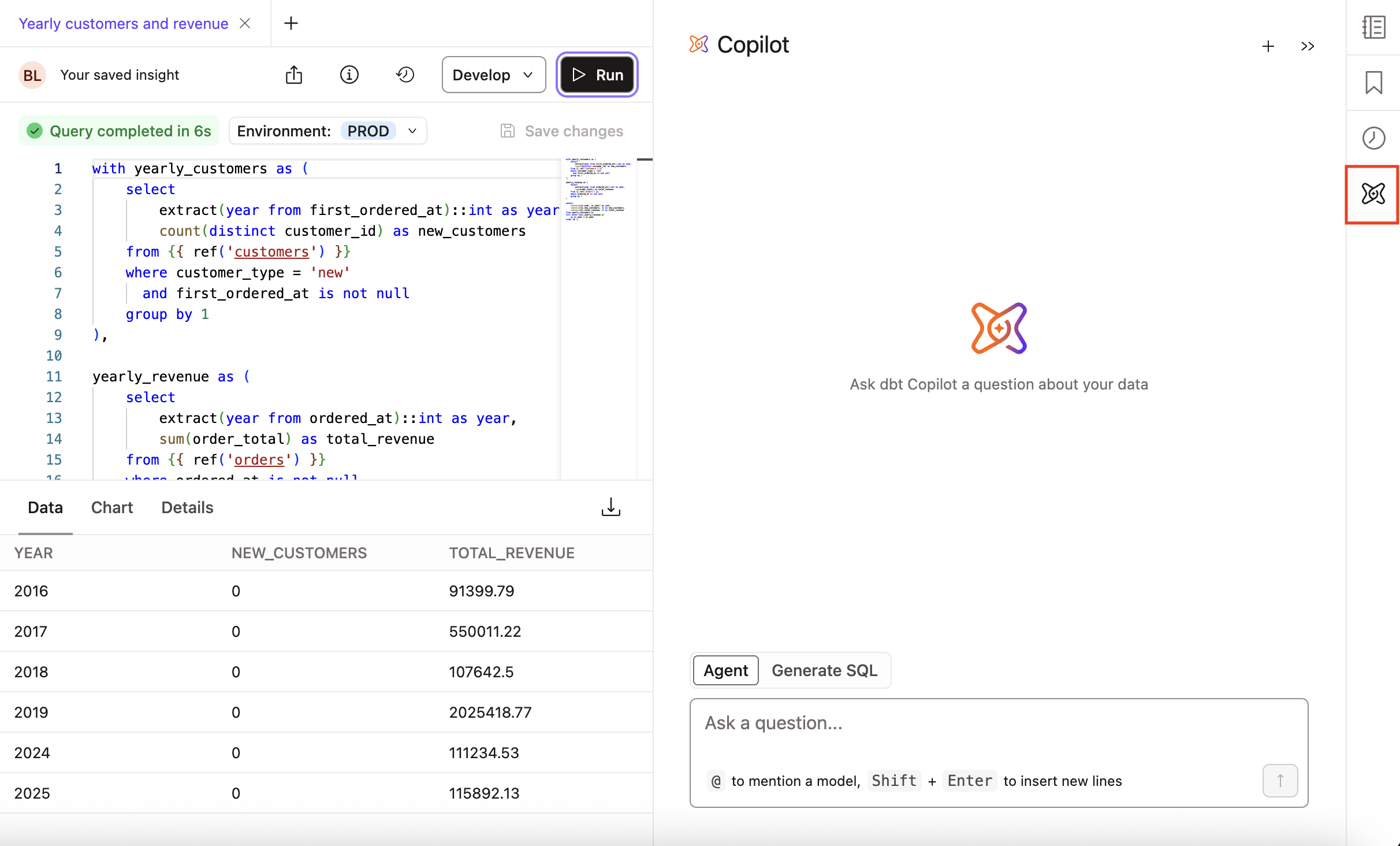dbt Copilot in Insights
